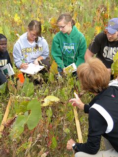 Students learning about plants